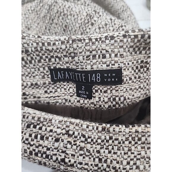 Lafayette 148 2 skirt New York pencil Tweed Brown Tan Gold Lined Virgin Wool 2 - Picture 5 of 7